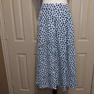H&M Pleated High Waisted Floral Skirt Light Beige/Black Floral SZ MED NEW W/TAGS